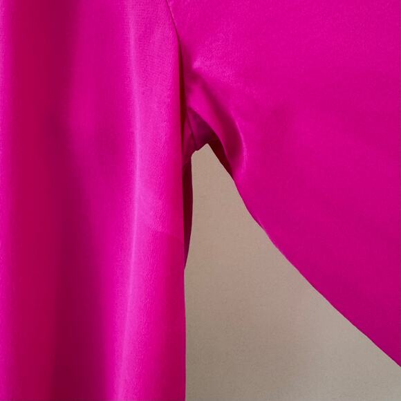 Lilly Pulitzer Leslie Silk Top Blouse Raz Berry Hot Pink Strappy Cutout Back L - Picture 13 of 14